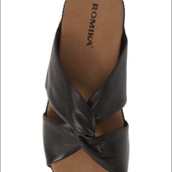 NWOB Romika Black Slide Sandals Women’s 41/9.5-10 - Picture 5 of 16